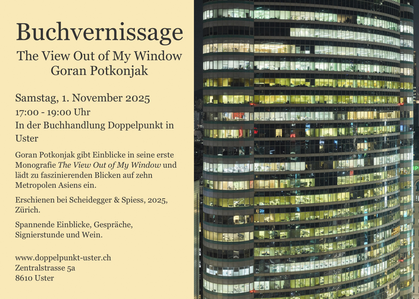 Buchvernissage "The View Out of My Window" / 1.11.2025